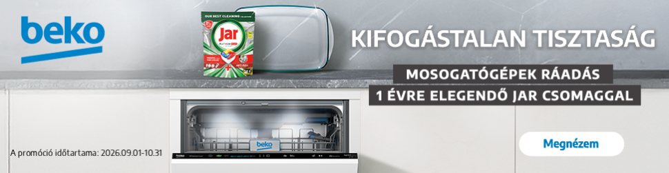 Beko mosogatógép + ajándék: 1 évre elegendő Jar Platinum Plus kapszula csomag. A promóció időtartama: 2026. 09. 01. – 2026. 10. 31.